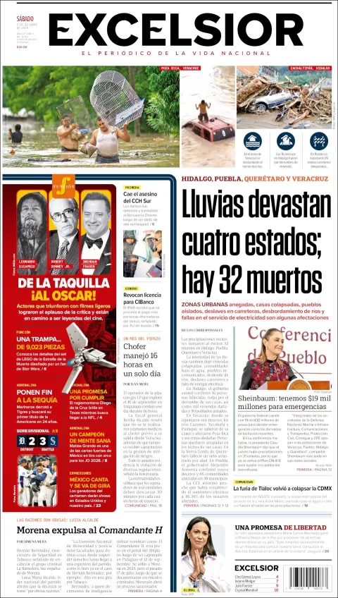 Portada de Excelsior del sábado, 11 de octubre de 2025