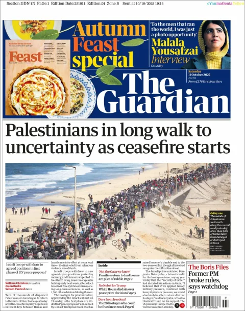 Portada de The Guardian (reino Unido)
