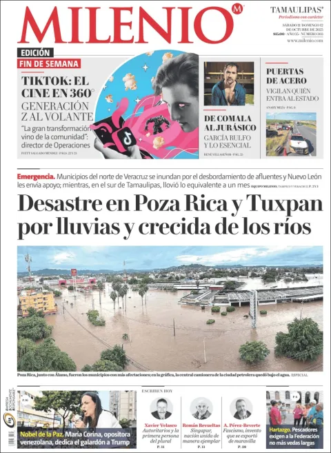Portada de Milenio Tamaulipas del sábado, 11 de octubre de 2025
