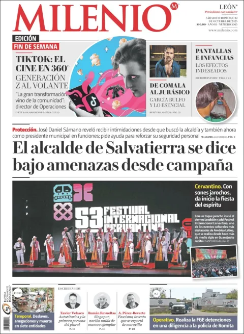 Portada de Milenio Leon del sábado, 11 de octubre de 2025