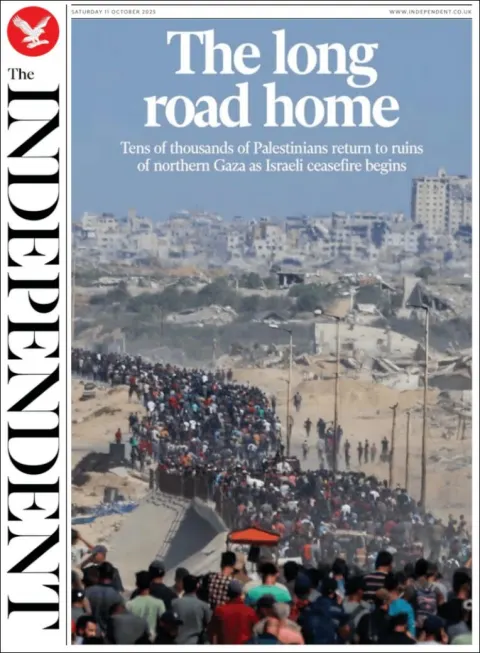Portada de The Independent del sábado, 11 de octubre de 2025