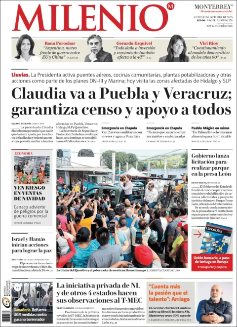 Portada de Milenio del lunes, 13 de octubre de 2025
