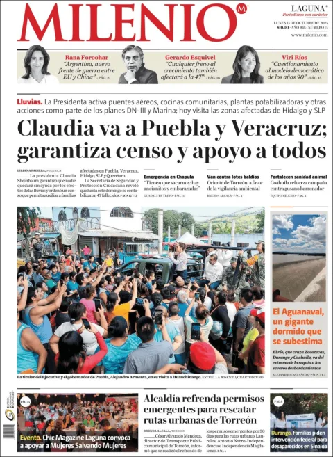 Portada de Milenio Laguna del lunes, 13 de octubre de 2025