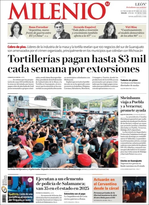 Portada de Milenio Leon del lunes, 13 de octubre de 2025