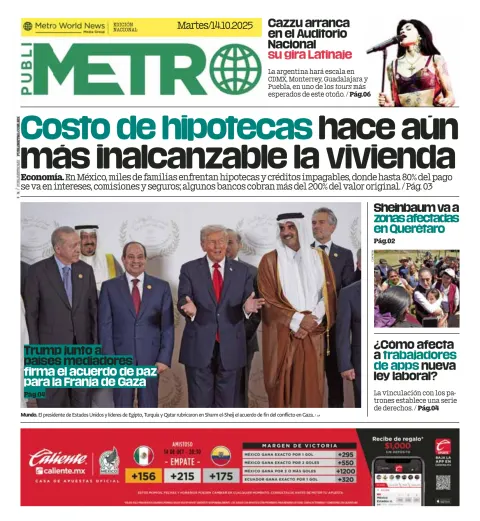 Portada de Publimetro Puebla del martes, 14 de octubre de 2025