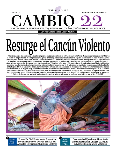 Portada de Diario Cambio 22 (contraportada) del martes, 14 de octubre de 2025