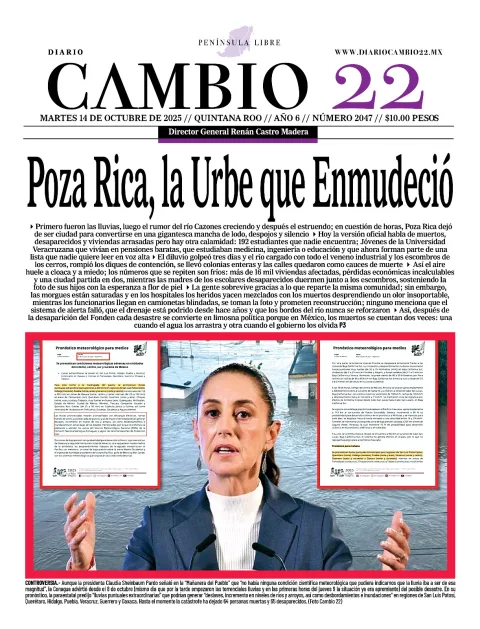 Portada de Diario Cambio 22 (portada) del martes, 14 de octubre de 2025