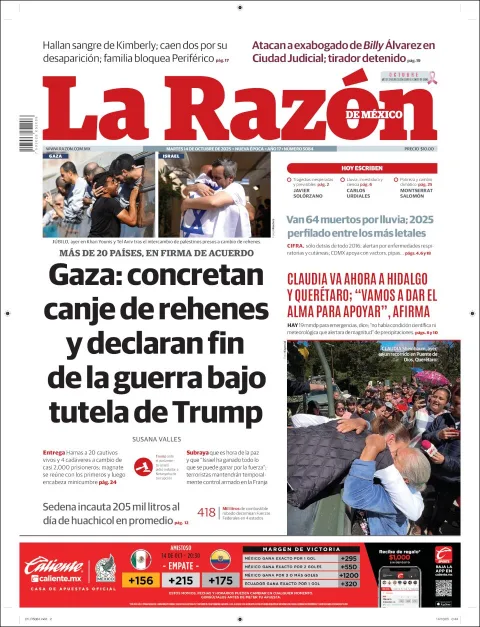 Portada de La Razon del martes, 14 de octubre de 2025