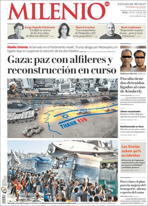 Portada de Milenio Edo de Mexico del martes, 14 de octubre de 2025