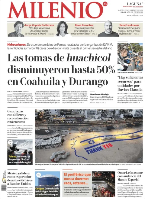 Portada de Milenio Laguna del martes, 14 de octubre de 2025