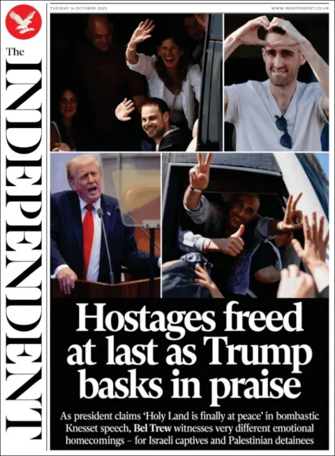 Portada de The Independent del martes, 14 de octubre de 2025