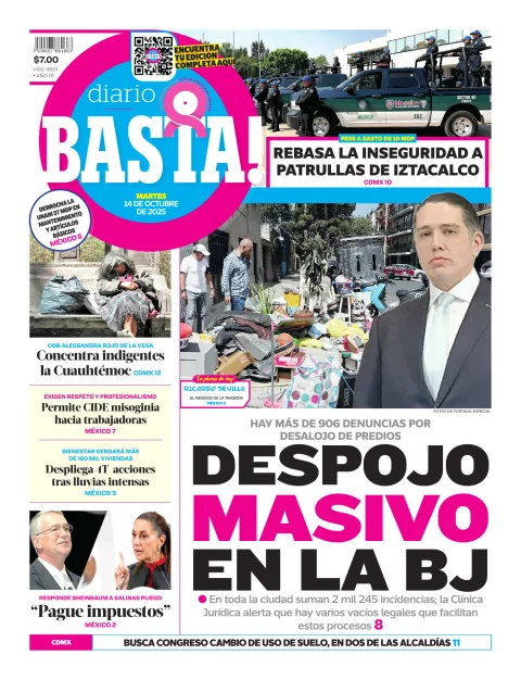 Portada de Basta! (portada) del martes, 14 de octubre de 2025