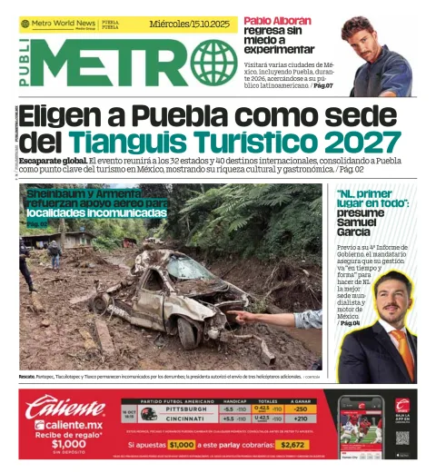 Portada de Publimetro Puebla del miércoles, 15 de octubre de 2025