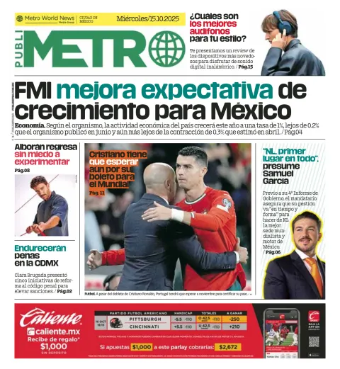 Portada de Publimetro Nacional del miércoles, 15 de octubre de 2025