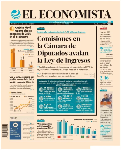 Portada de El Economista del miércoles, 15 de octubre de 2025