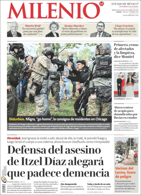 Portada de Milenio Edo de Mexico del miércoles, 15 de octubre de 2025