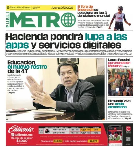 Portada de Publimetro Nacional del jueves, 16 de octubre de 2025