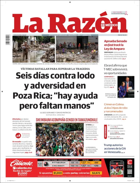 Portada de La Razon del jueves, 16 de octubre de 2025