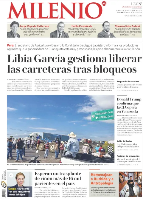 Portada de Milenio Leon del jueves, 16 de octubre de 2025