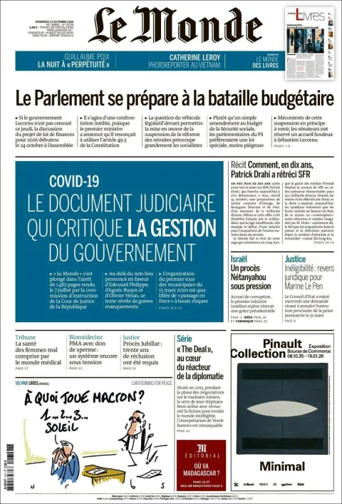 Portada de Le Monde del viernes, 17 de octubre de 2025