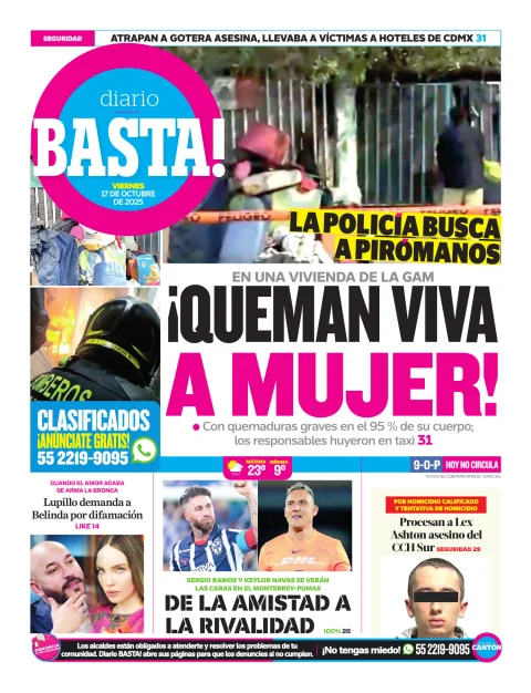 Portada de Basta! (contraportada) del viernes, 17 de octubre de 2025