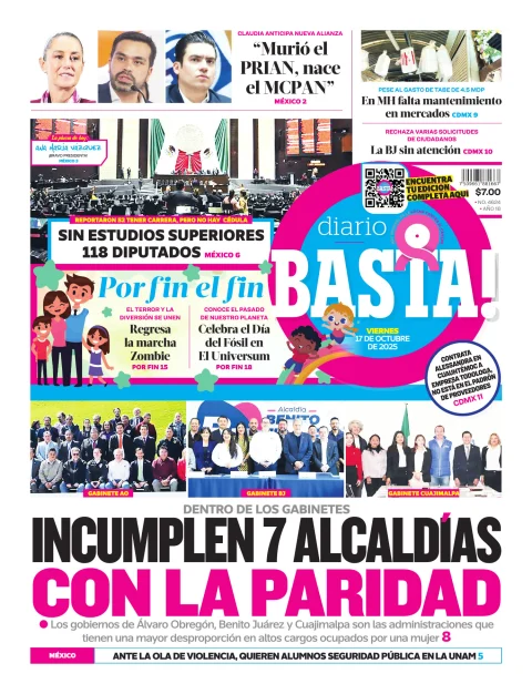 Portada de Basta! (portada) del viernes, 17 de octubre de 2025