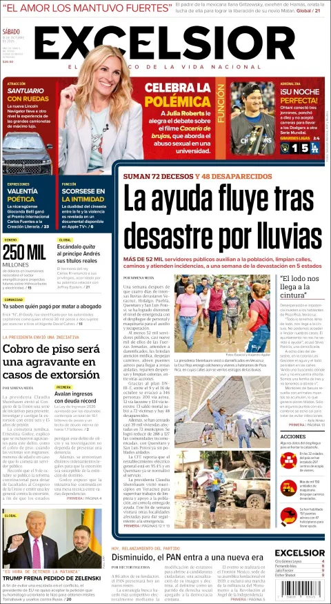 Portada de Excelsior del sábado, 18 de octubre de 2025