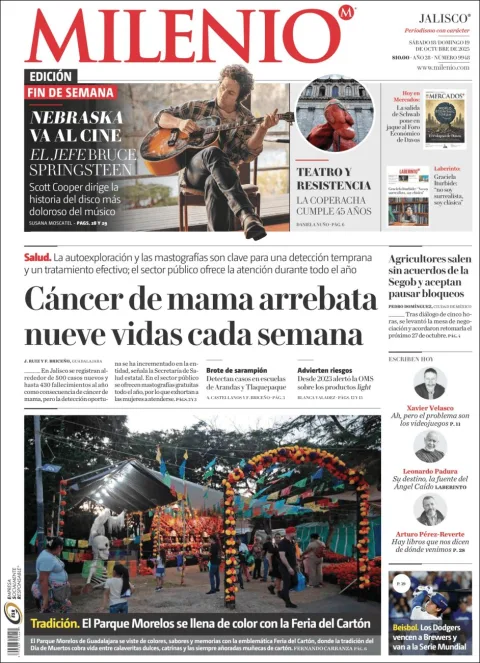 Portada de Milenio Jalisco del sábado, 18 de octubre de 2025