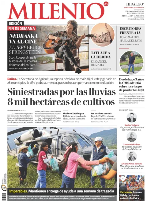Portada de Milenio Hidalgo del sábado, 18 de octubre de 2025