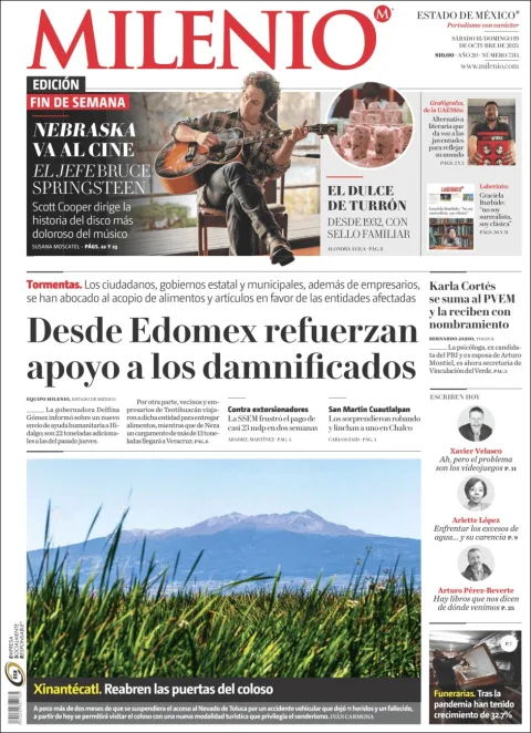 Portada de Milenio Edo de Mexico del sábado, 18 de octubre de 2025