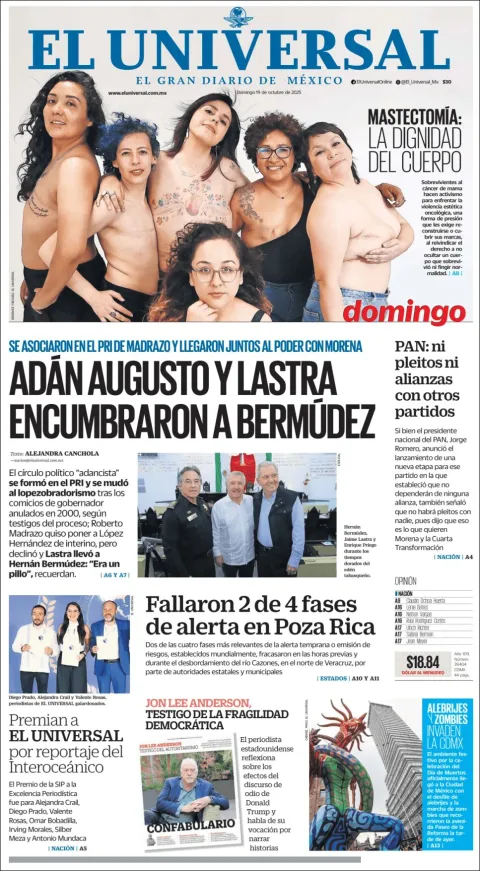 Portada de El Universal