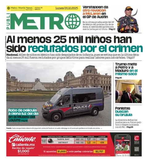 Portada de Publimetro Nacional del lunes, 20 de octubre de 2025