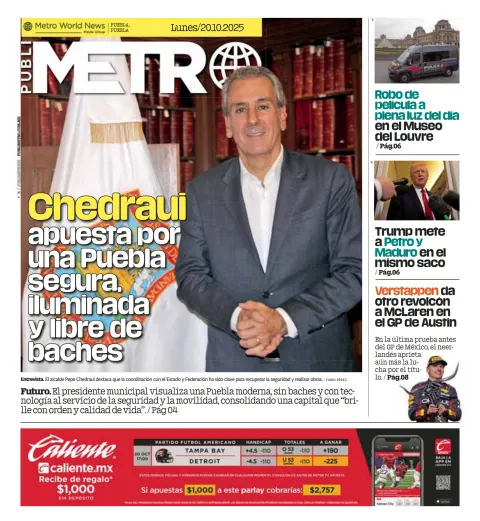 Portada de Publimetro Puebla del lunes, 20 de octubre de 2025