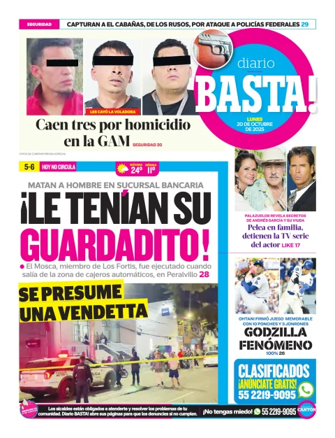 Portada de Basta! (contraportada) del lunes, 20 de octubre de 2025