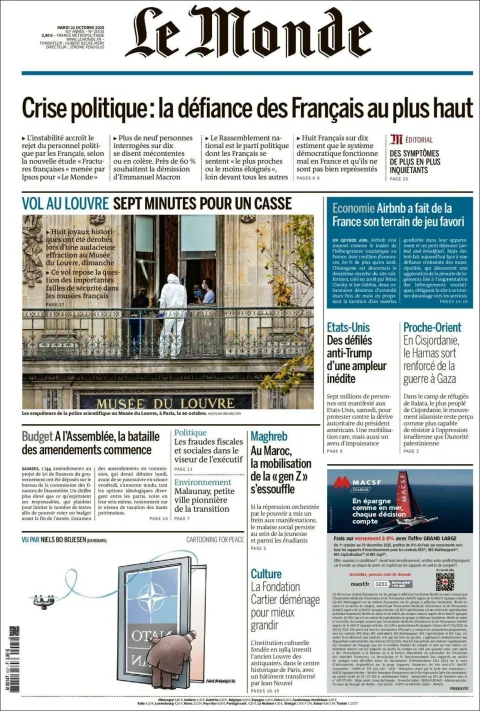 Portada de Le Monde del martes, 21 de octubre de 2025