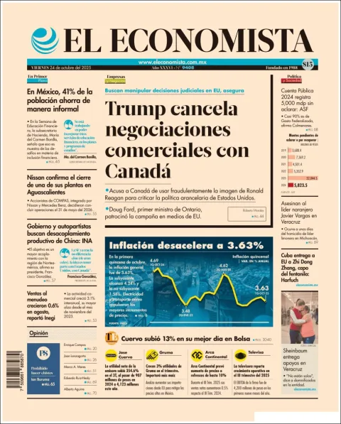 Portada de El Economista del viernes, 24 de octubre de 2025