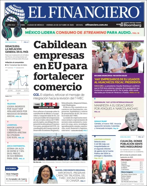 Portada de El Financiero del viernes, 24 de octubre de 2025