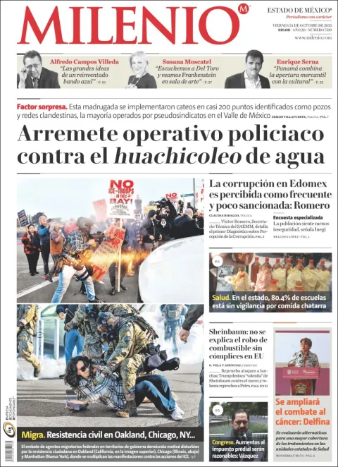 Portada de Milenio Edo de Mexico del viernes, 24 de octubre de 2025