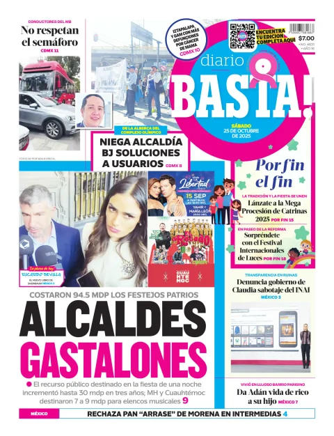 Portada de Basta! (portada) del sábado, 25 de octubre de 2025