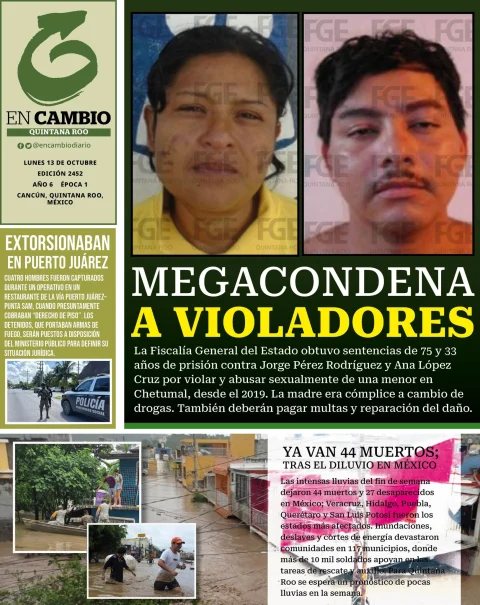 Portada de En Cambio - Quintana Roo (contraportada) del lunes, 13 de octubre de 2025