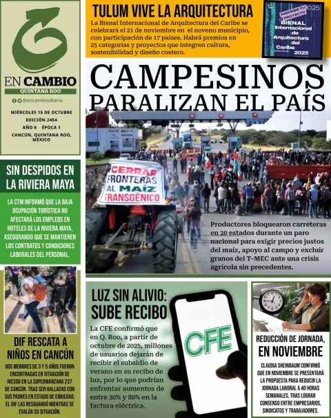 Portada de En Cambio - Quintana Roo (contraportada) del miércoles, 15 de octubre de 2025
