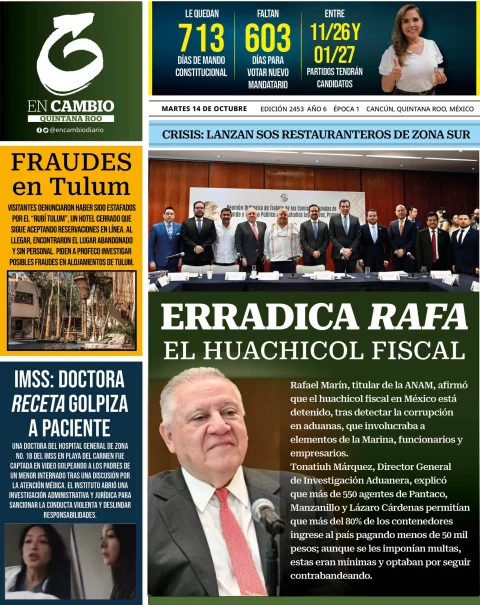 Portada de En Cambio - Quintana Roo (portada) del martes, 14 de octubre de 2025