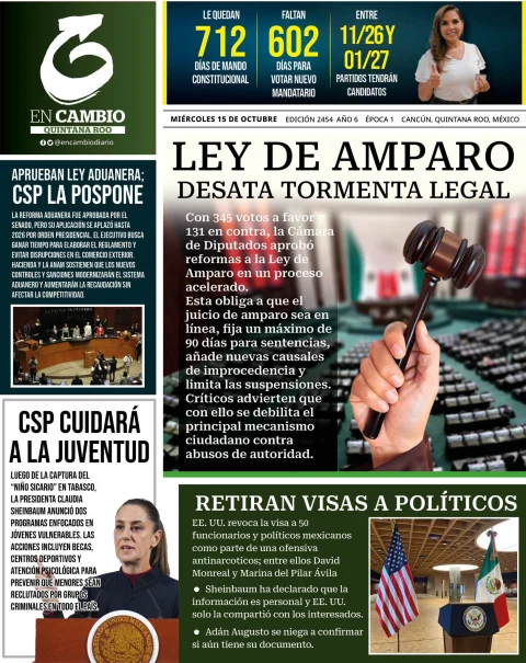 Portada de En Cambio - Quintana Roo (portada) del miércoles, 15 de octubre de 2025