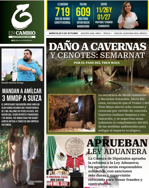Portada de En Cambio - Quintana Roo (portada) del miércoles, 8 de octubre de 2025