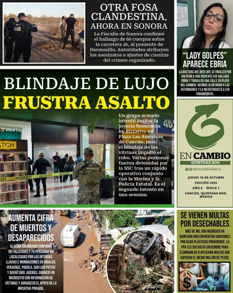 Portada de En Cambio - Quintana Roo (contraportada) del jueves, 16 de octubre de 2025