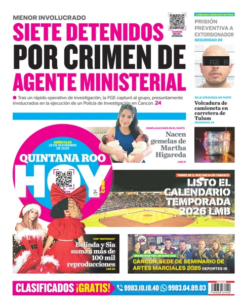 Portada de Quintana Roo Hoy (contraportada)