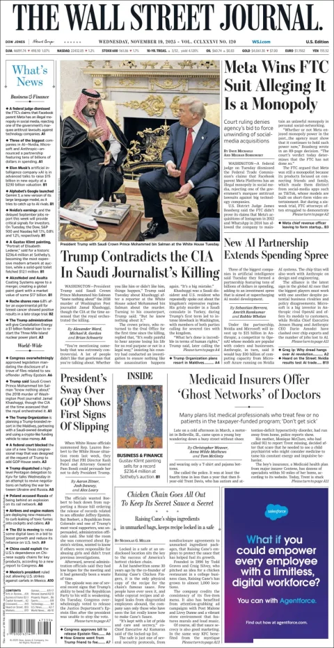 Portada de The Wall Street Journal