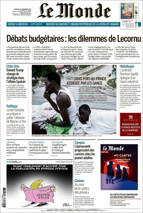 Portada de Le Monde del miércoles, 19 de noviembre de 2025