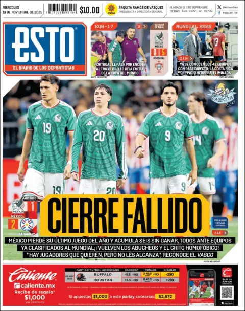 Portada de Esto del miércoles, 19 de noviembre de 2025