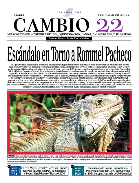 Portada de Diario Cambio 22 (contraportada) del miércoles, 19 de noviembre de 2025